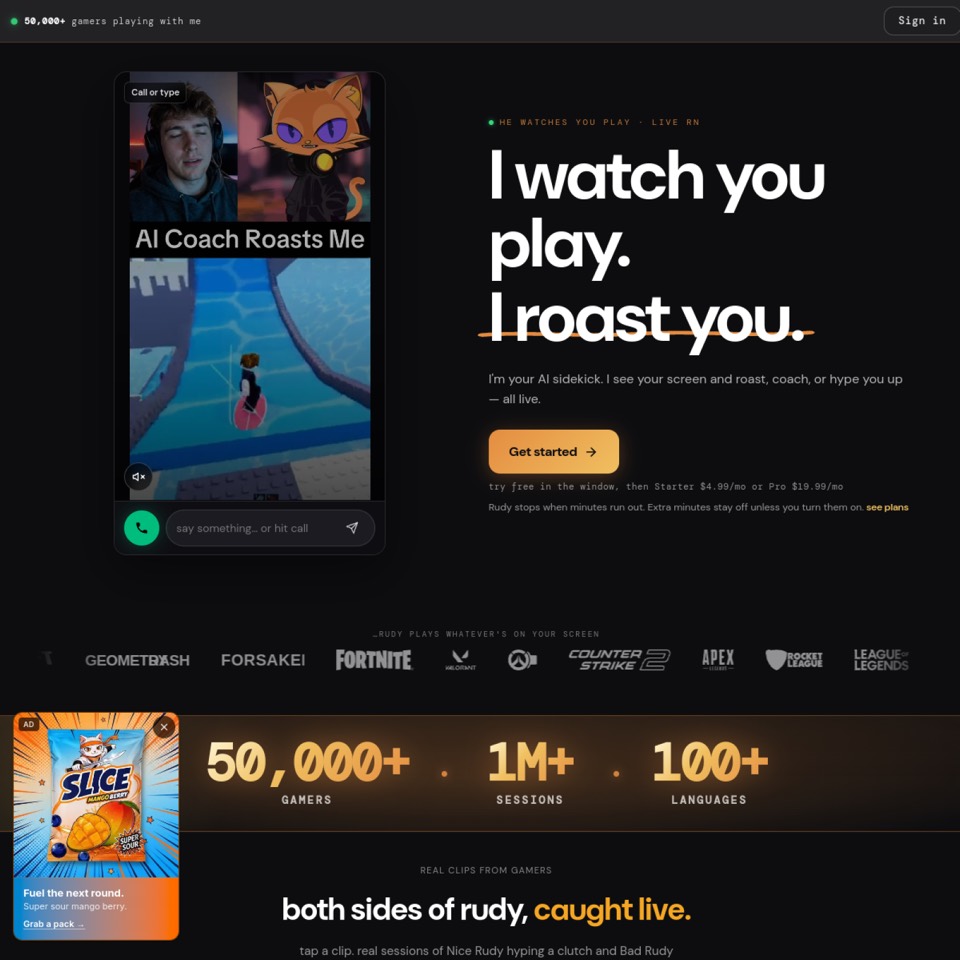 Screenshot of the HeyRudy website