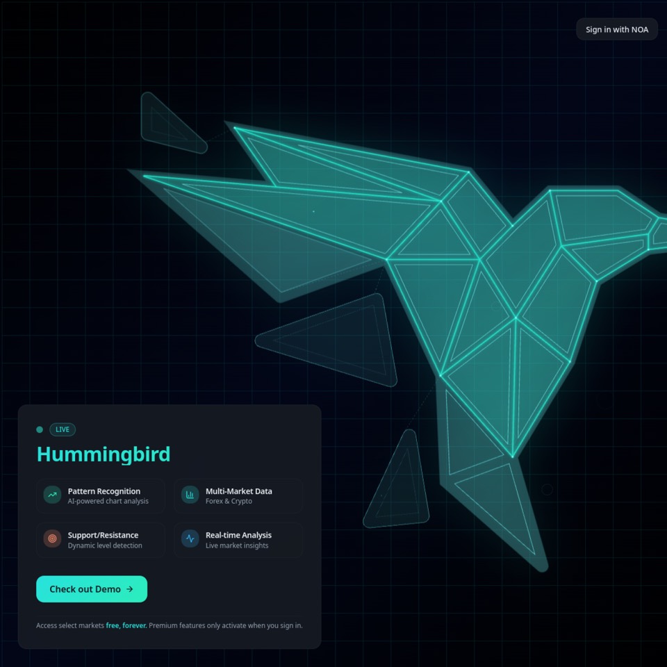 Screenshot of the Hummingbird website
