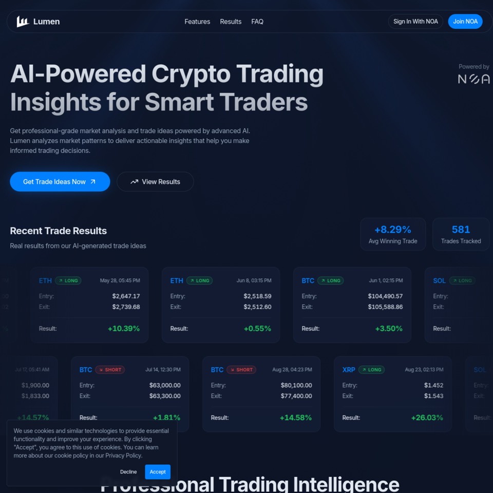 Screenshot of the Lumen website