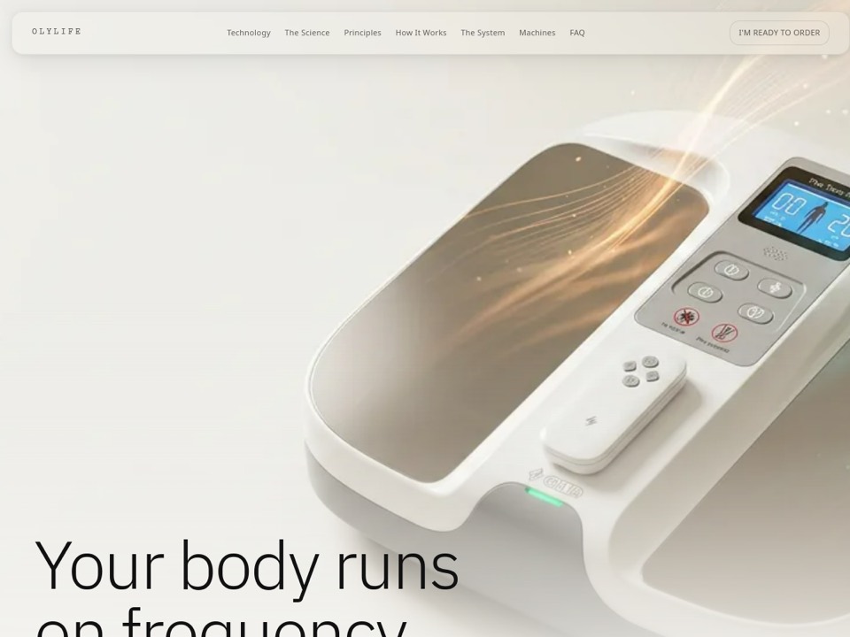 Screenshot of the OlyLife PEMF website