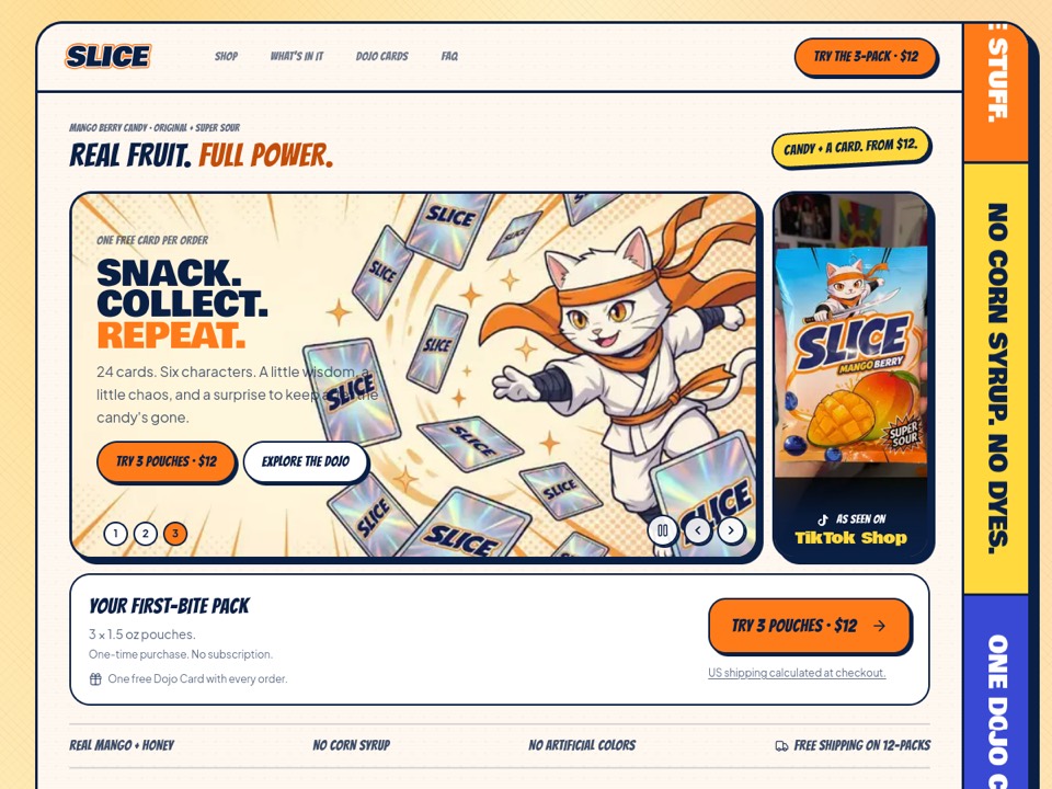 Screenshot of the SLICE candy website
